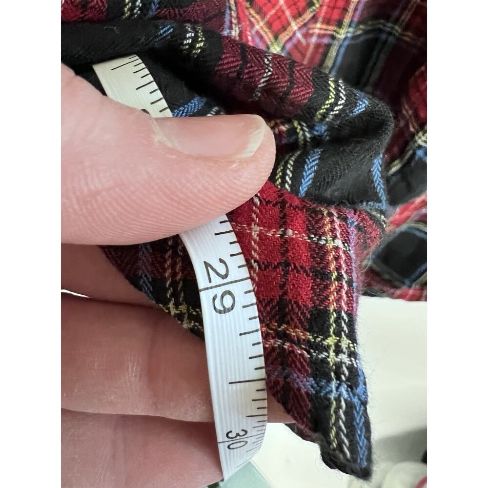 J Jill Plaid Button Down Tie‎ Back Medium Tunic Top Red Black Preppy Holiday - Picture 13 of 14